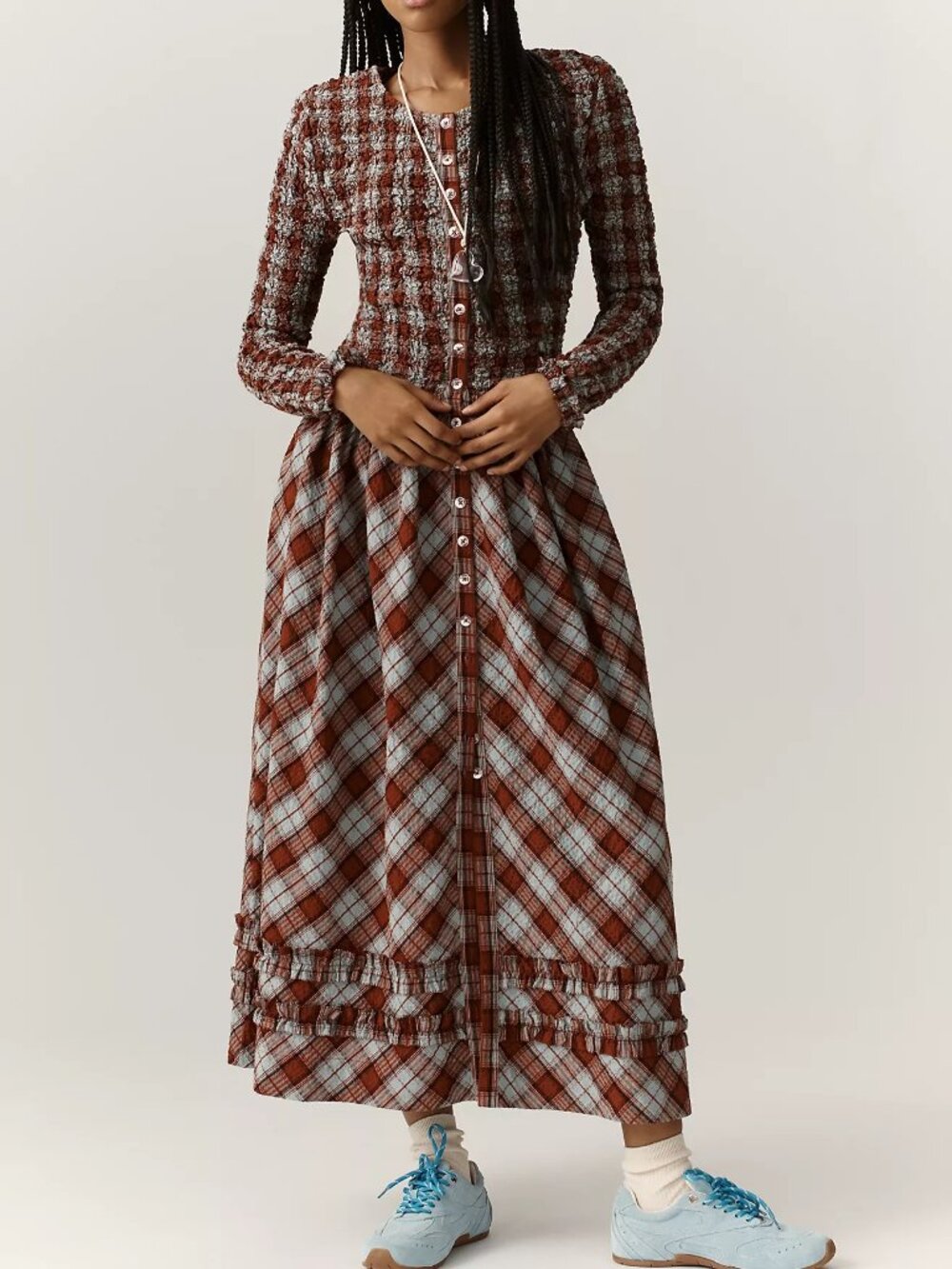 NWT Anthropologie Damson Madder Long-Sleeve Organic Cotton Midi Dress, Size 12 - Picture 5 of 11